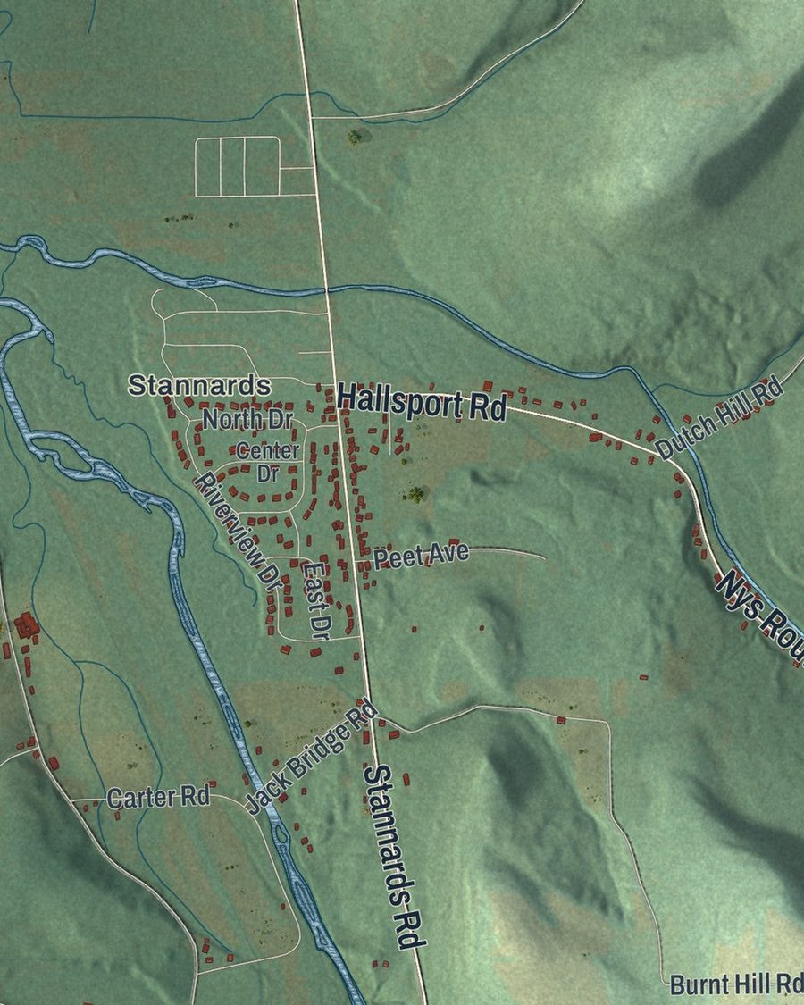 Close-up of Willing streets on the map