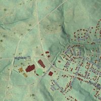 Second close-up of the map of Abbeville, South Carolina print showing more streets and buildings