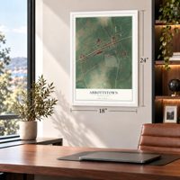 Abbottstown, Pennsylvania map, 18 x 24 inch print in a white frame in a home office