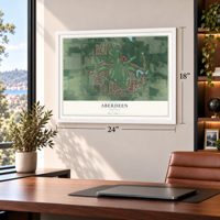 Aberdeen, Indiana map, 18 x 24 inch print in a white frame in a home office