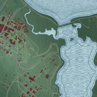 Second close-up of the map of Aberdeen Proving Ground, Maryland print showing more streets and buildings