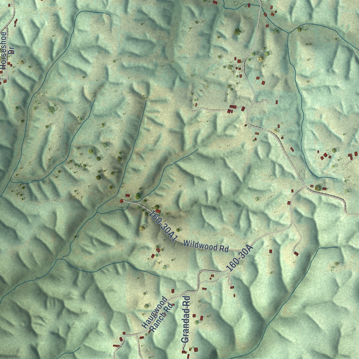 Second close-up of the map of Abesville, Missouri print showing more streets and buildings