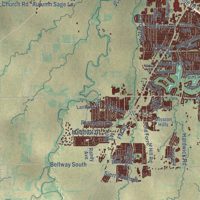 Second close-up of the map of Abilene, Texas print showing more streets and buildings