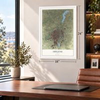 Abilene, Texas map, 18 x 24 inch print in a white frame in a home office