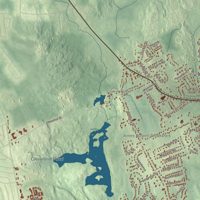 Close-up of the map of Abington, Massachusetts print showing terrain and local geography