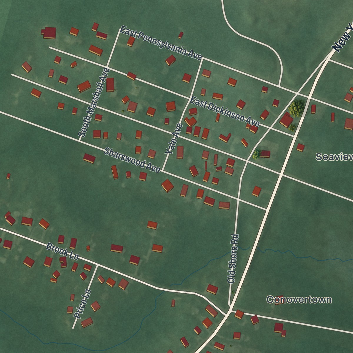 Second close-up of the map of Absecon Highlands, New Jersey print showing more streets and buildings