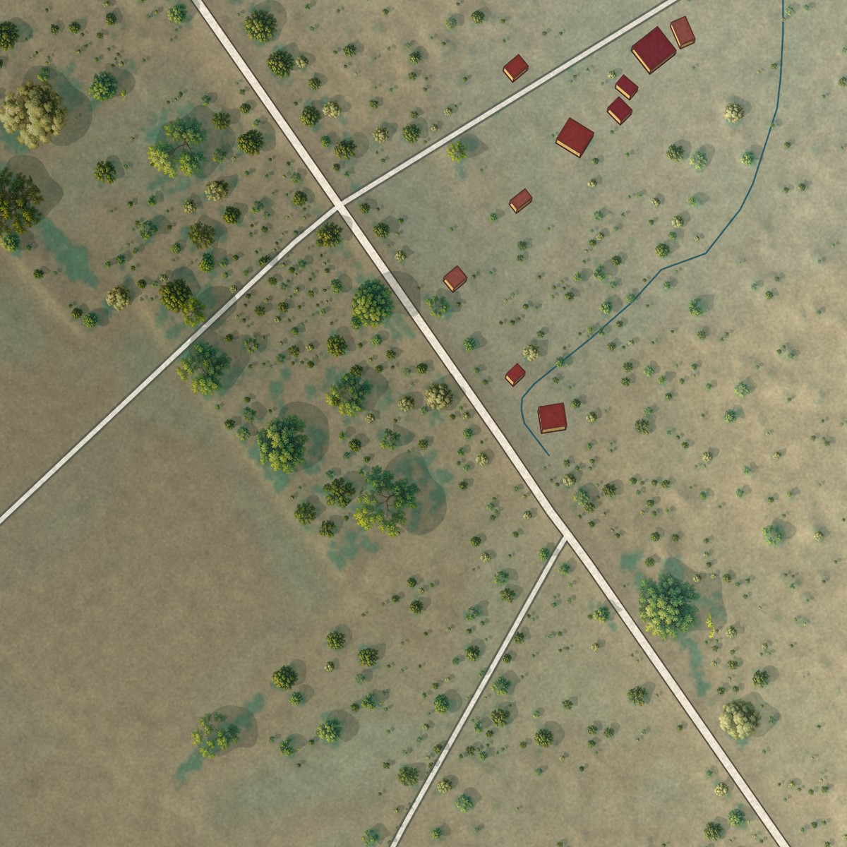 Second close-up of the map of Acala, Texas print showing more streets and buildings