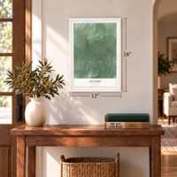 Accord, New York map, 12 x 18 inch print in a white frame in an entryway