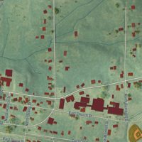 Second close-up of the map of Ackerman, Mississippi print showing more streets and buildings