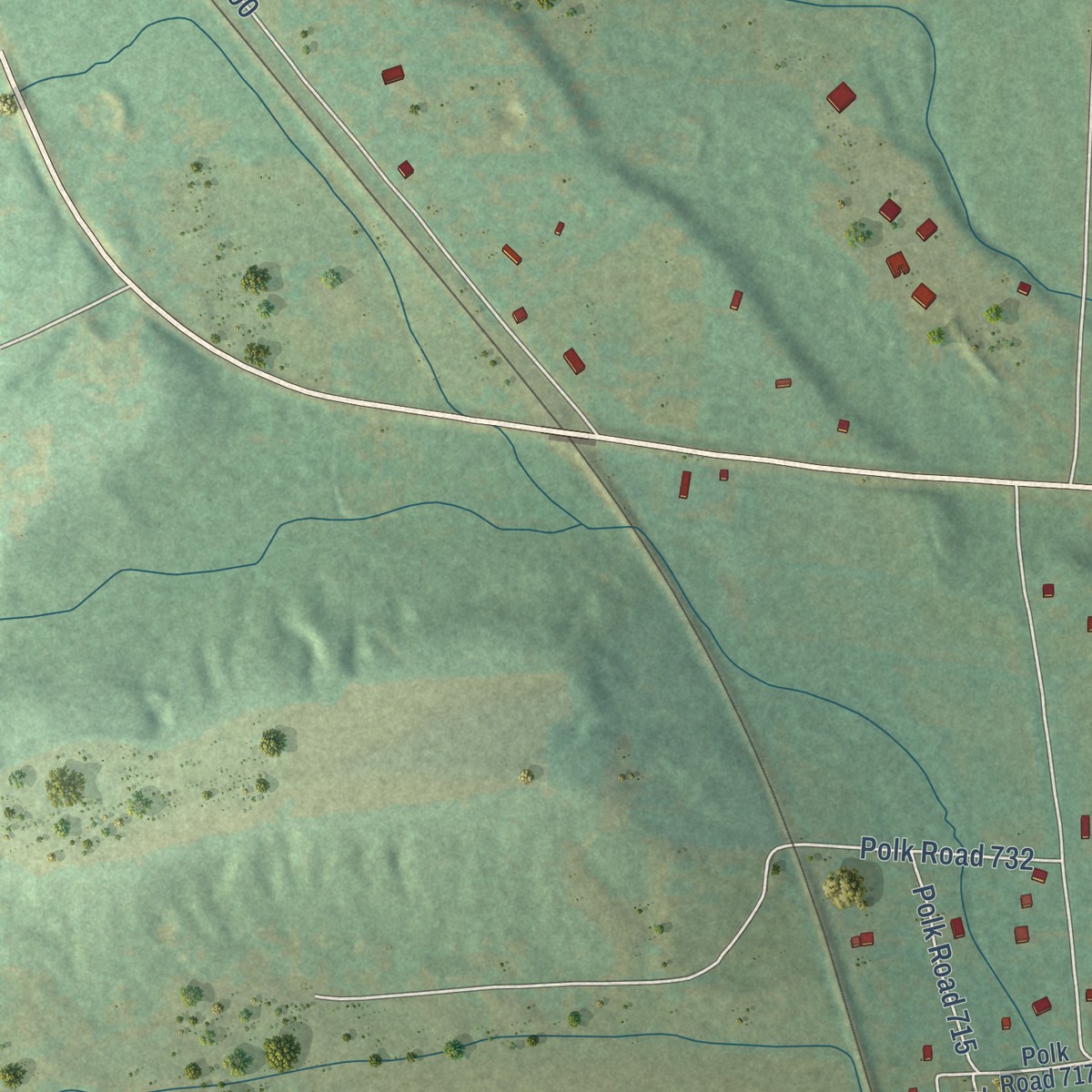 Second close-up of the map of Acorn, Arkansas print showing more streets and buildings