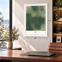 Ada, Kansas map, 18 x 24 inch print in a white frame in a home office