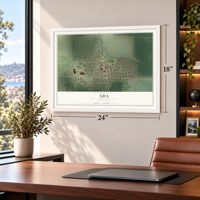 Ada, Minnesota map, 18 x 24 inch print in a white frame in a home office
