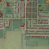 Second close-up of the map of Ada, Ohio print showing more streets and buildings