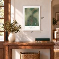 Adairville, Kentucky map, 12 x 18 inch print in a white frame in an entryway