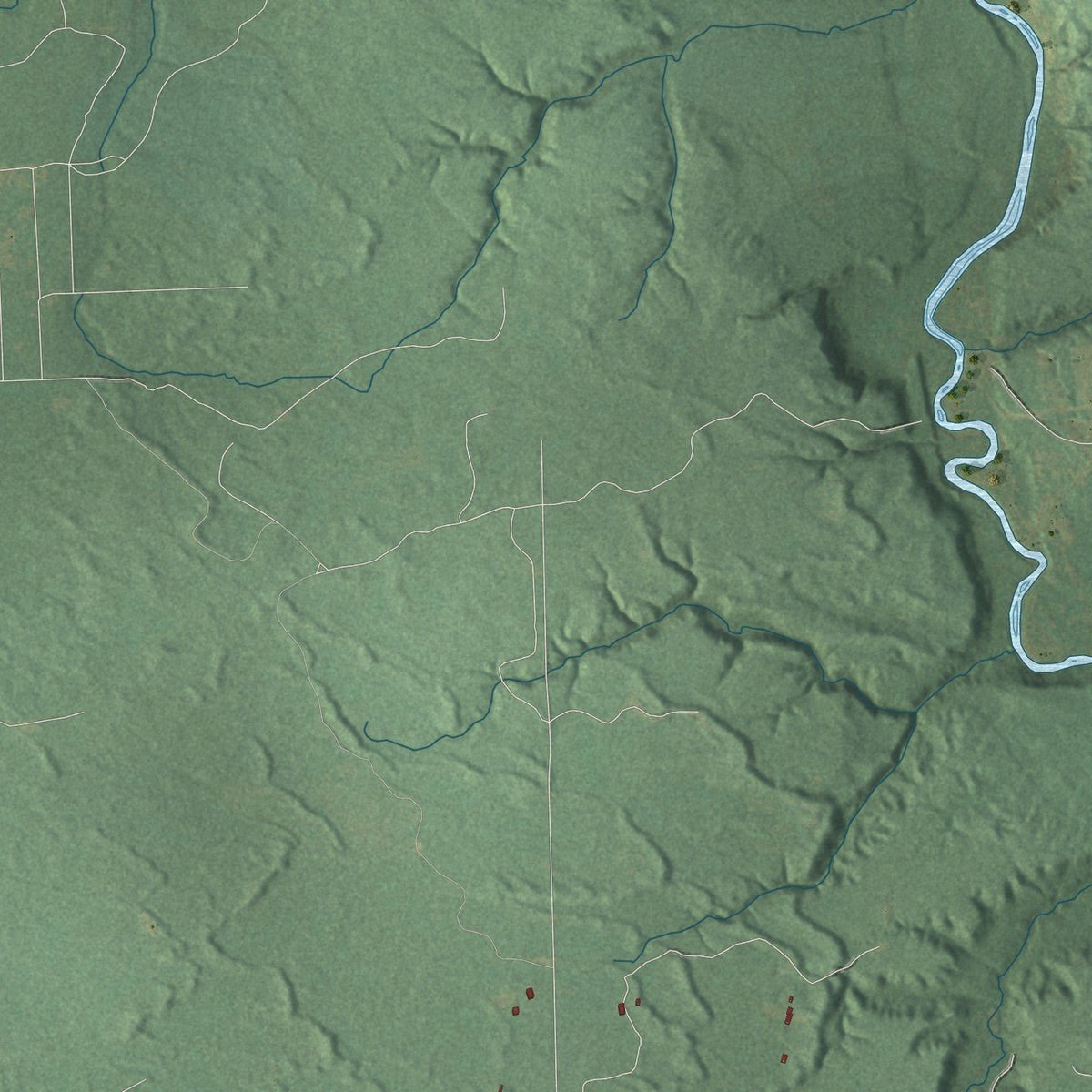 Second close-up of the map of Adams, Arenac County, Michigan print showing more streets and buildings