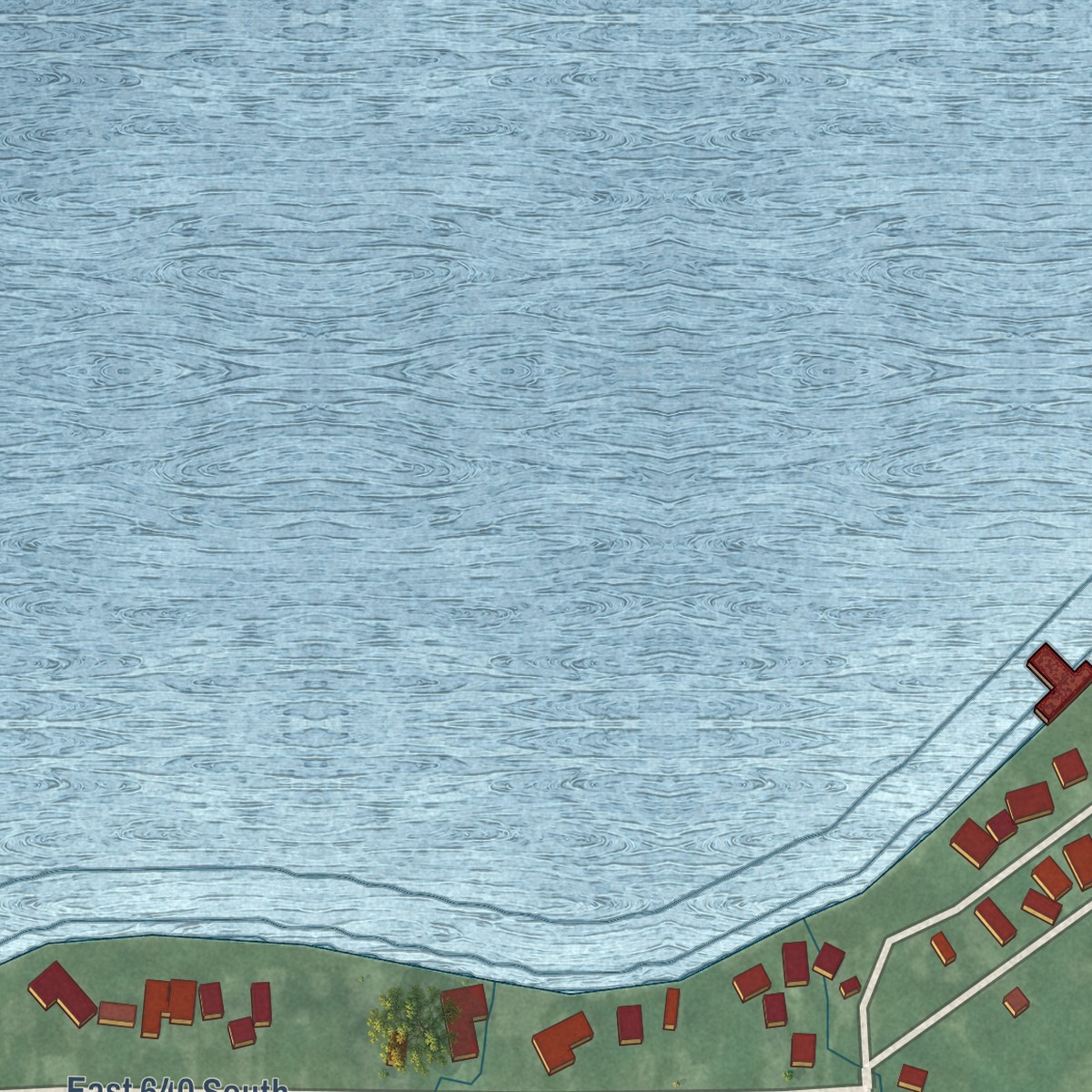 Second close-up of the map of Adams Lake, Indiana print showing more streets and buildings