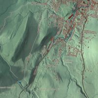 Close-up of the map of Adams, Massachusetts print showing terrain and local geography