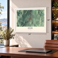 Adams, Massachusetts map, 18 x 24 inch print in a white frame in a home office