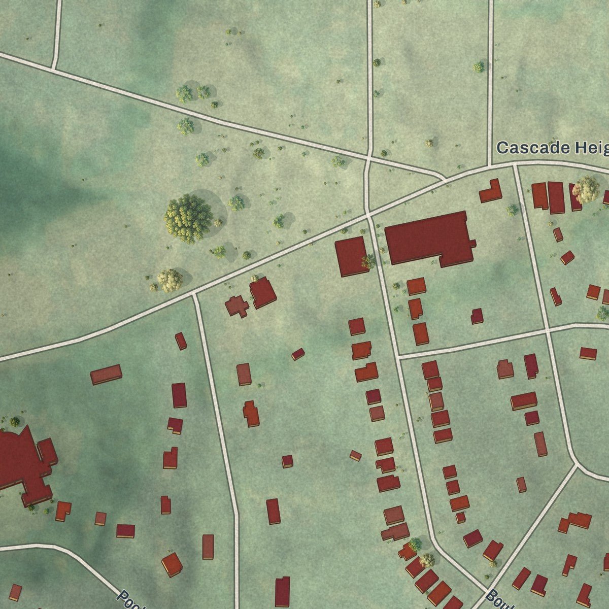 Second close-up of the map of Adams Park, Georgia print showing more streets and buildings