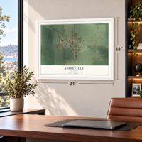 Addieville, Illinois map, 18 x 24 inch print in a white frame in a home office