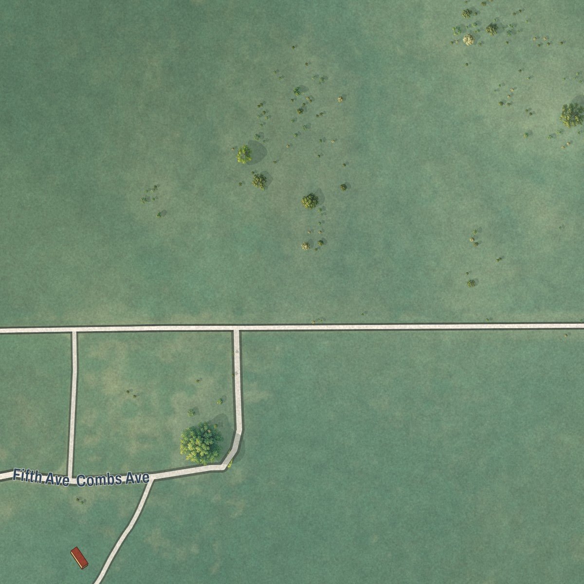 Second close-up of the map of Addington, Oklahoma print showing more streets and buildings