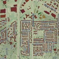 Second close-up of the map of Addison, Illinois print showing more streets and buildings