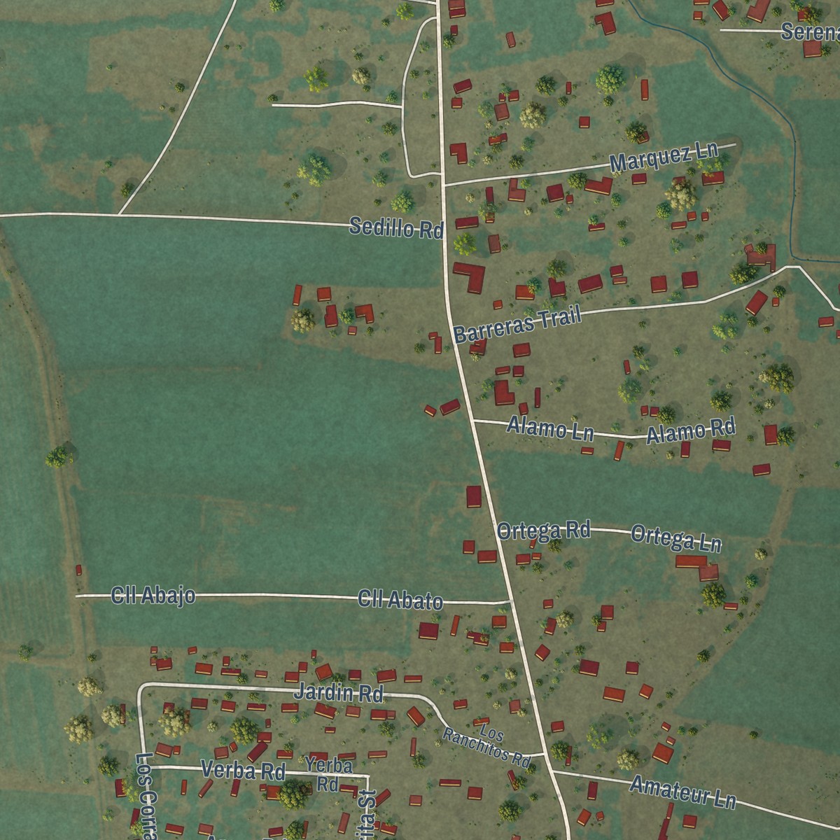 Second close-up of the map of Adelino, New Mexico print showing more streets and buildings