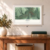Adena, Ohio map, 12 x 18 inch print in a white frame in an entryway