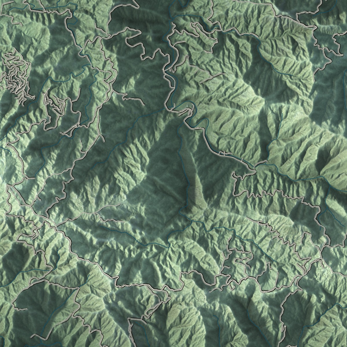 Second close-up of the map of Adjuntas, Puerto Rico print showing more streets and buildings