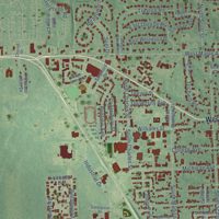 Second close-up of the map of Adrian, Michigan print showing more streets and buildings