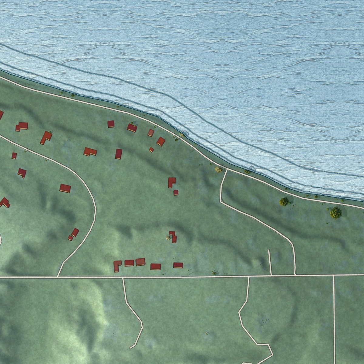 Second close-up of the map of Advance, Michigan print showing more streets and buildings