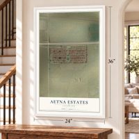 Aetna Estates, Colorado map, 24 x 36 inch print in a white frame by a staircase