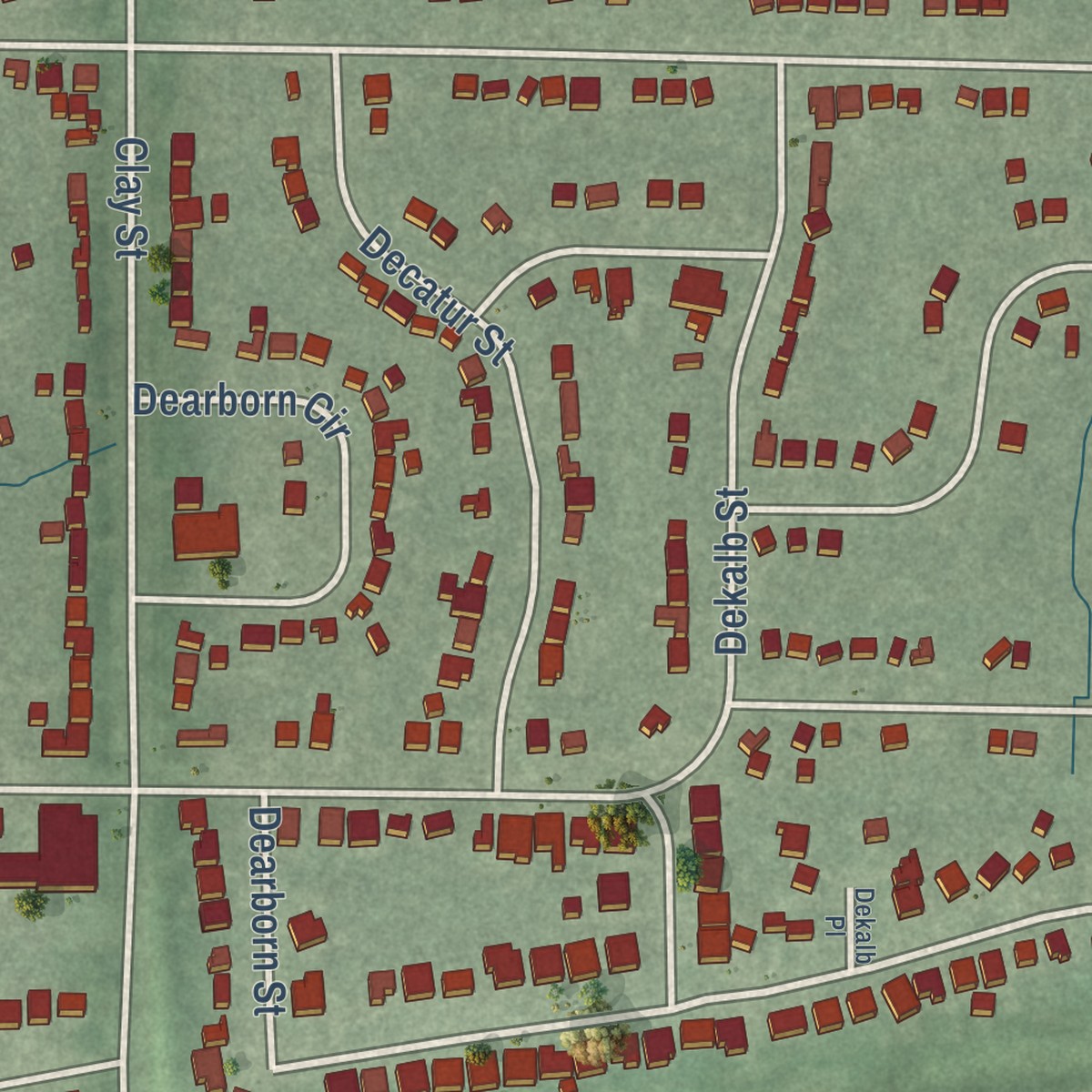 Second close-up of the map of Aetna, Indiana print showing more streets and buildings