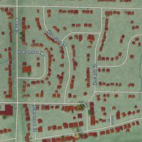 Second close-up of the map of Aetna, Indiana print showing more streets and buildings