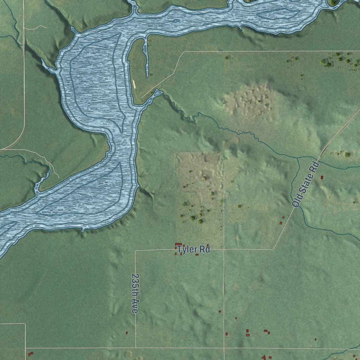 Second close-up of the map of Aetna, Mecosta County, Michigan print showing more streets and buildings