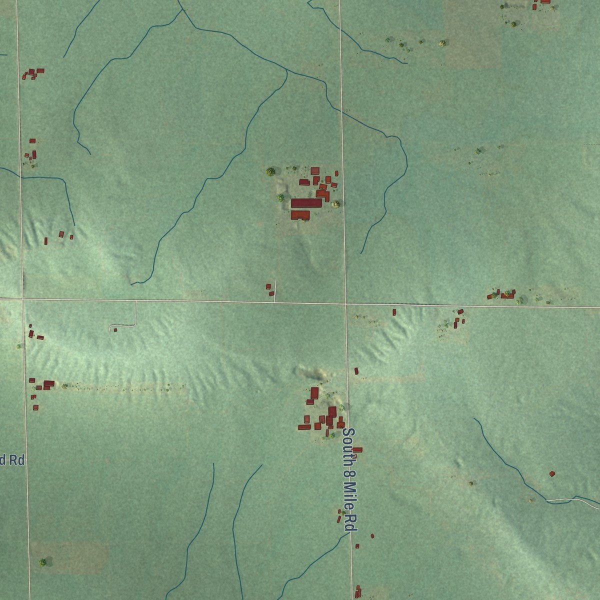 Second close-up of the map of Aetna, Missaukee County, Michigan print showing more streets and buildings