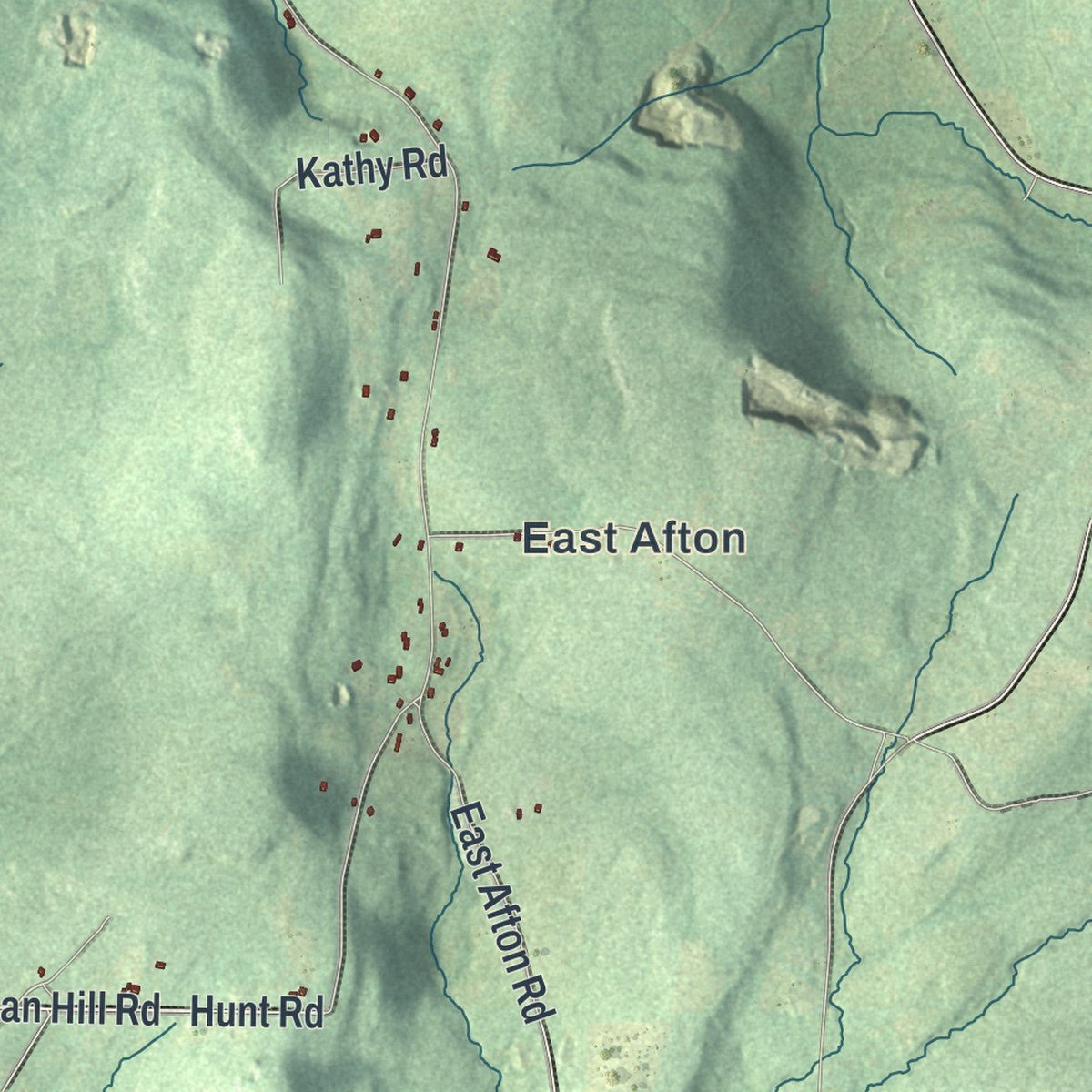Second close-up of the map of Afton, New York print showing more streets and buildings