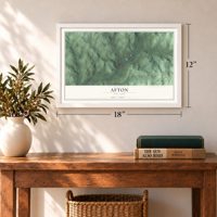 Afton, New York map, 12 x 18 inch print in a white frame in an entryway