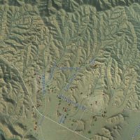 Second close-up of the map of Aguanga, California print showing more streets and buildings