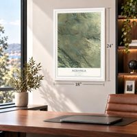 Aguanga, California map, 18 x 24 inch print in a white frame in a home office