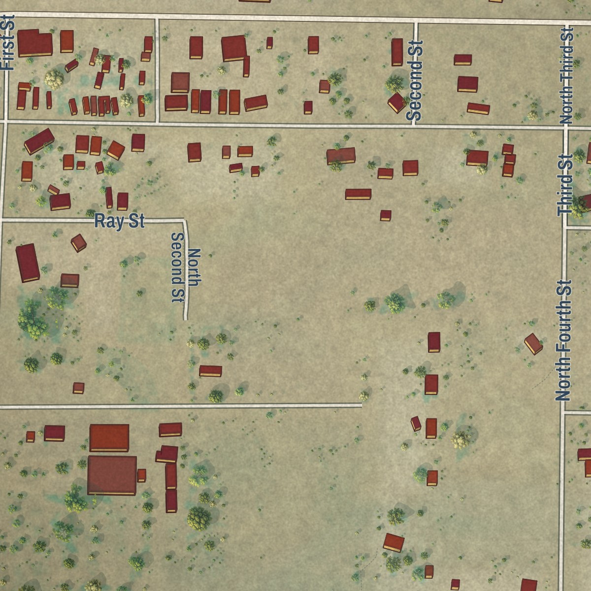 Second close-up of the map of Aguila, Arizona print showing more streets and buildings