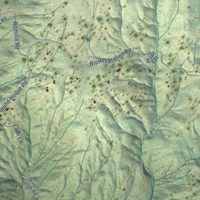 Second close-up of the map of Ahwahnee, California print showing more streets and buildings