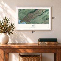Aiea, Hawaii map, 12 x 18 inch print in a white frame in an entryway