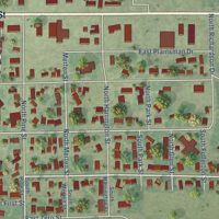 Second close-up of the map of Ainsworth, Nebraska print showing more streets and buildings