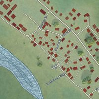 Second close-up of the map of Akiachak, Alaska print showing more streets and buildings