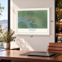 Akiachak, Alaska map, 18 x 24 inch print in a white frame in a home office