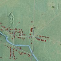 Second close-up of the map of Akron, New York print showing more streets and buildings