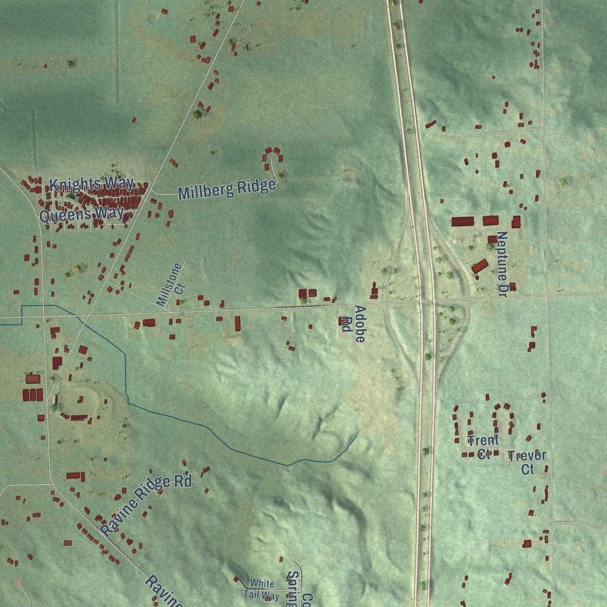 Second close-up of the map of Alamo, Michigan print showing more streets and buildings