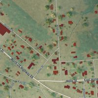 Second close-up of the map of Alba, Texas print showing more streets and buildings