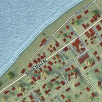 Second close-up of the map of Albany, Illinois print showing more streets and buildings
